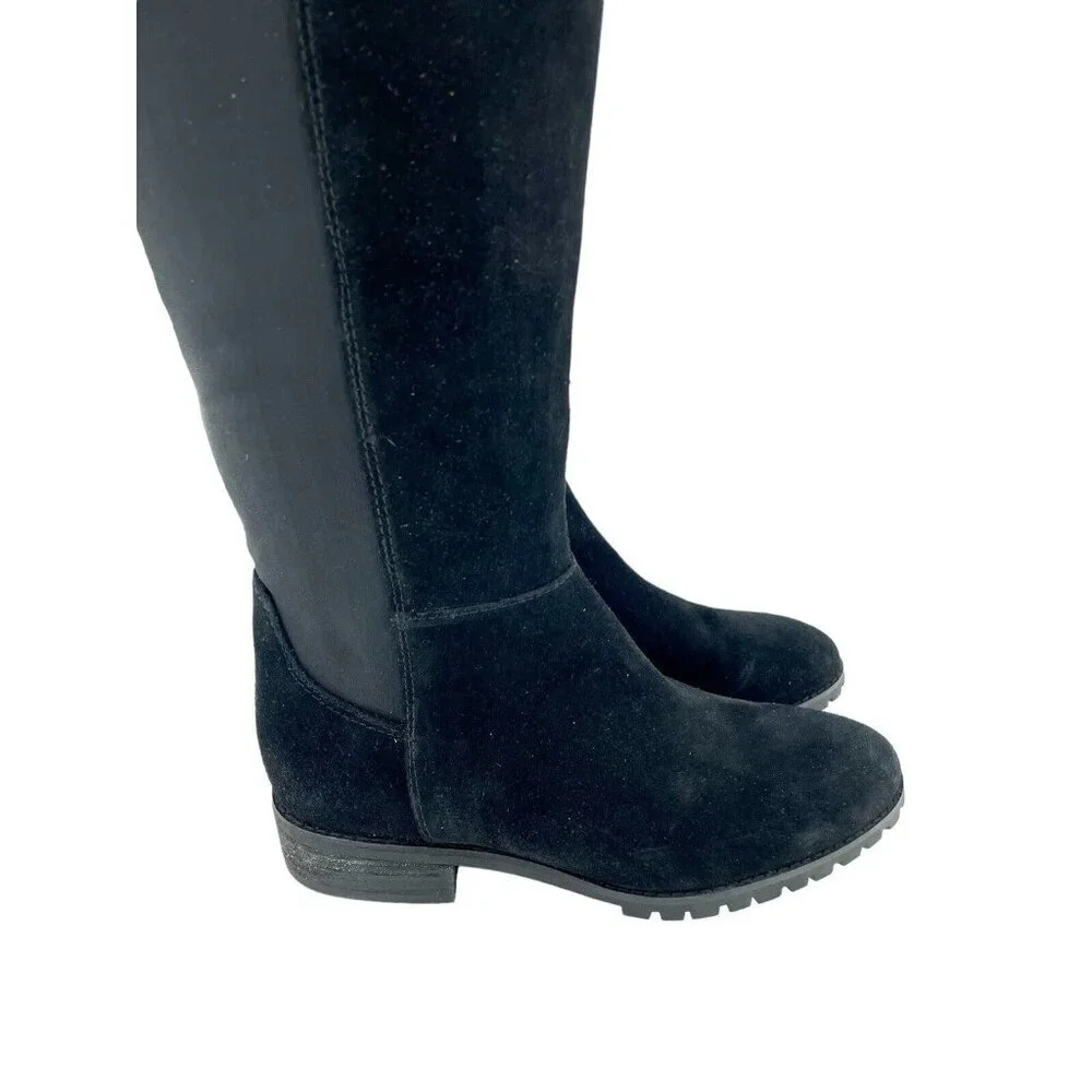 Blondo Presto Riding Boots OTK Black Suede Leather Waterproof SZ 5.5 New